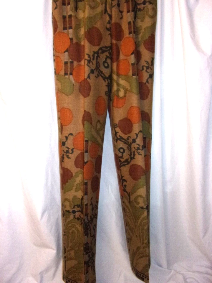 Pantalones gráficos ETRO Milano de lana Op Art IT40 US4 marrones dorados fabulosos en muy buena condición Foto 3 de 4