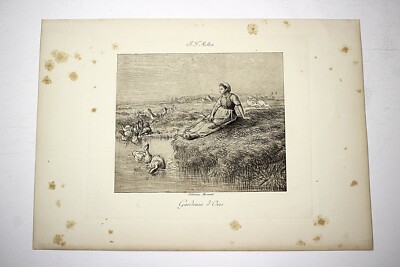 1911 Photogravure Print GARDEUSE D'OIES (Goose Keeper) by Jean-François Millet