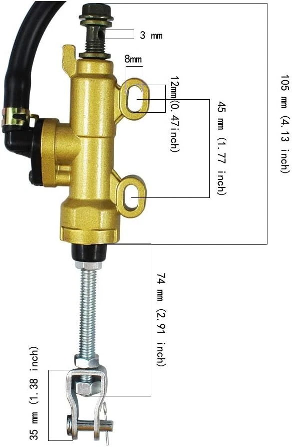 Rear Brake Master Cylinder for Arctic Cat 400 600 700 Suzuki GSXR600 750 Yamaha - Image 2 of 4
