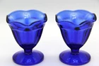 Vintage Anchor Hocking Cobalt Blue Footed Glass Dessert Bowls Cups