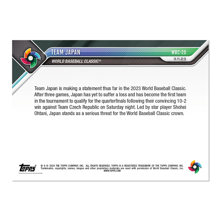 【PSA10】 2023 Topps Now Team Japan WBC20 2023 Topps Now World Baseball Classic #WBC-20 Team Japan | eBay