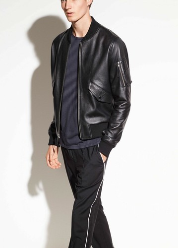 MJ05 NWT VINCE MEN BOMBER LEATHER 