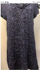 Style & Co Black and White Knit Sweater dress Cap sleeves/button trim/pockets
