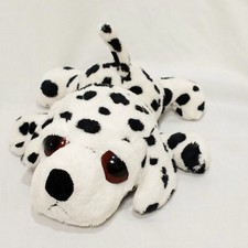 Dalmatian Dog White Black Plush Stuffed Animal 9" Russ Berrie Dishi Large Eyes