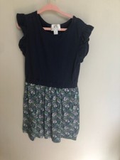 The Proper Peony Blue and Green Floral Pima Cotton Dress Size 7Y