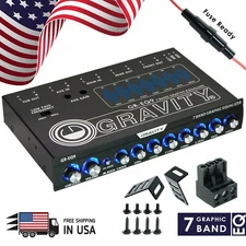 Gravity EQ9 1/2 Din 7 Band Car Audio Equalizer EQ w/ Front, Rear + Sub Output