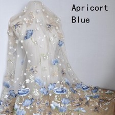 1M Brodé Tissu Dentelle Floral Maille Tulle Mariage Robe Couture Matériel DIY