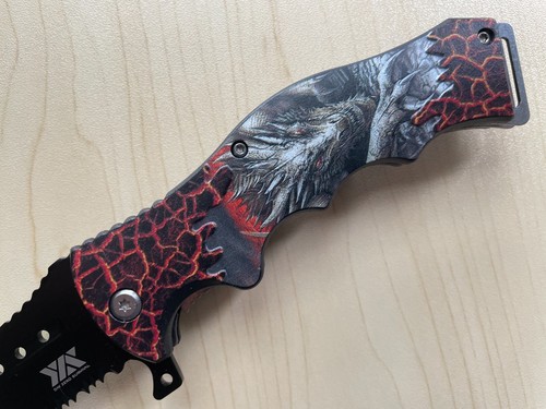 8,5" Taktisches Federunterstütztes Klappmesser Taschenmesser Rasierklinge Tiermotiv - Bild 36 von 83