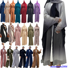 Dubai Kimono Open Abaya Hijab Muslim Dress Women Maxi Kaftan Scarf Robe Gown Set