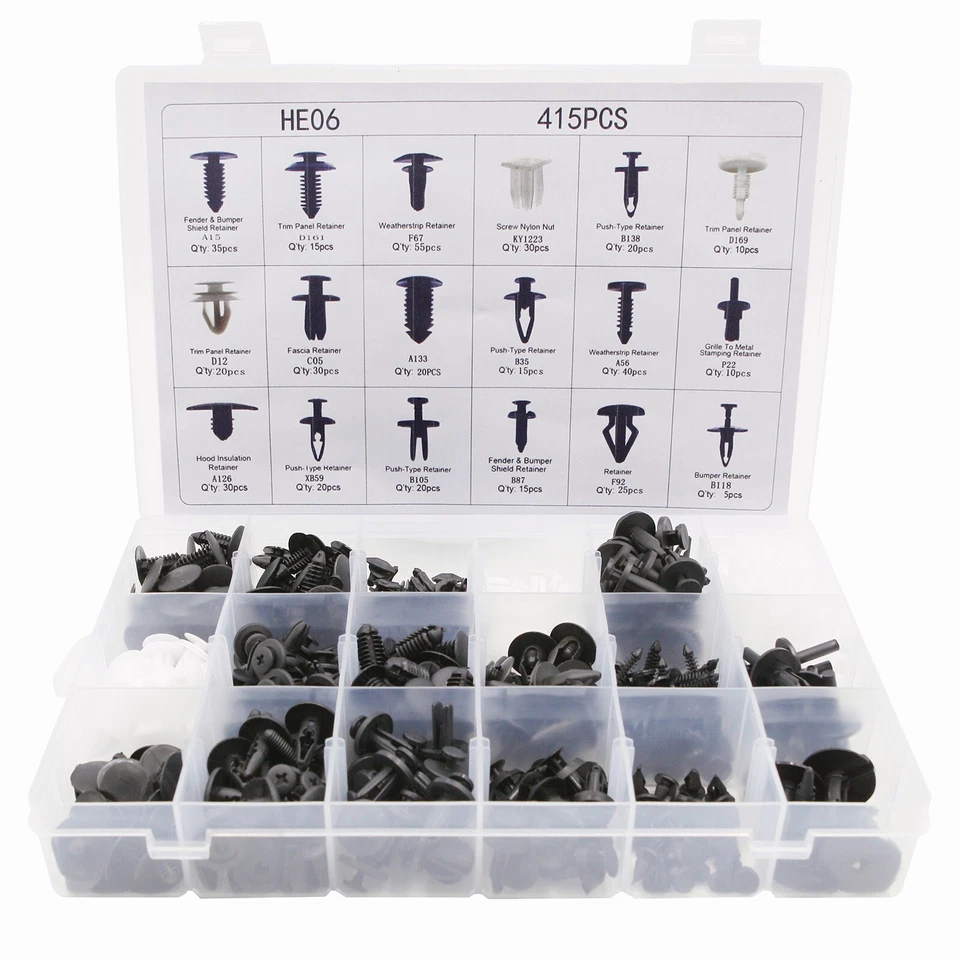 415pcs For Ford Transit Trim Clips Retainer Panel Bumper Fastener Rivet Kit Set Foto 3 de 4