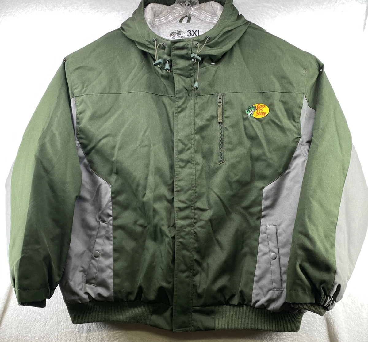 Bass Pro Shop Jacket Men s 3XL Quilted Lining With Hood Zipper Multiple Pockets