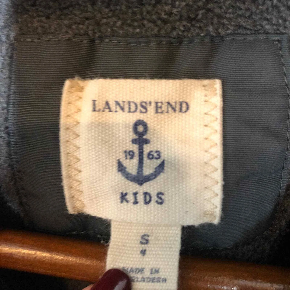 Lands End Gris Oscuro y Negro Niños Unisex Niños Nylon Cremallera Frontal Invierno Abrigo Pequeño Foto 4 de 4