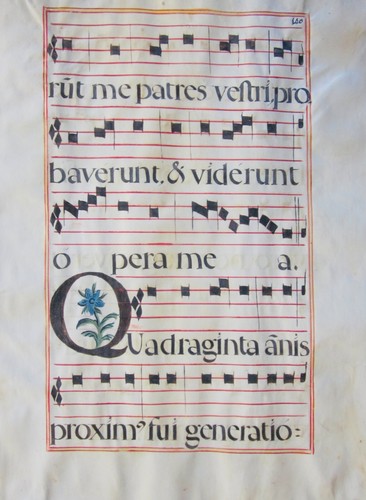 Ca.1600 huge antiphonary.manuscript leaf,vellum,Latin, Spain,140.