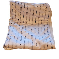 SL S L Home Fashions White Blue Gray Arrow Plush Fleece Sherpa Baby Boy Blanket