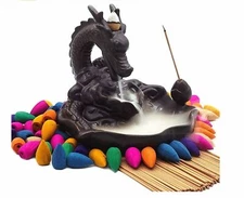 Buddhist Decor Retro Art Dragon Incense Burner Porcelain Holder