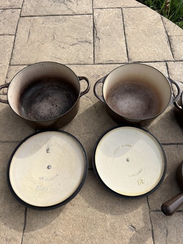 4 COUSANCES CAST IRON DUTCH OVEN & SAUCEPAN LIDS - LE CREUSET E,22,B,16 Brown - Picture 6 of 11
