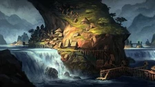 Landscape fantasy art waterfall water Custom Gaming Mat Desk
