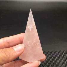 Natural Pink/Rose Quartz Crystal Gemstone Hexagonal Pyramid Healing Decorations