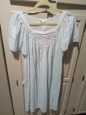 Vintage Lingerie Vanity Fair Blue Nightgown L Floral Bodice Waltz Length