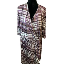 Mynt 1792 purple gray brown abstract Dress Size 18W 3/4 Sleeve