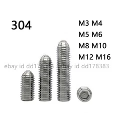 304 Stainless Steel Hex Socket Set Screws Rolling Ball Point Grub Screws M3-M16