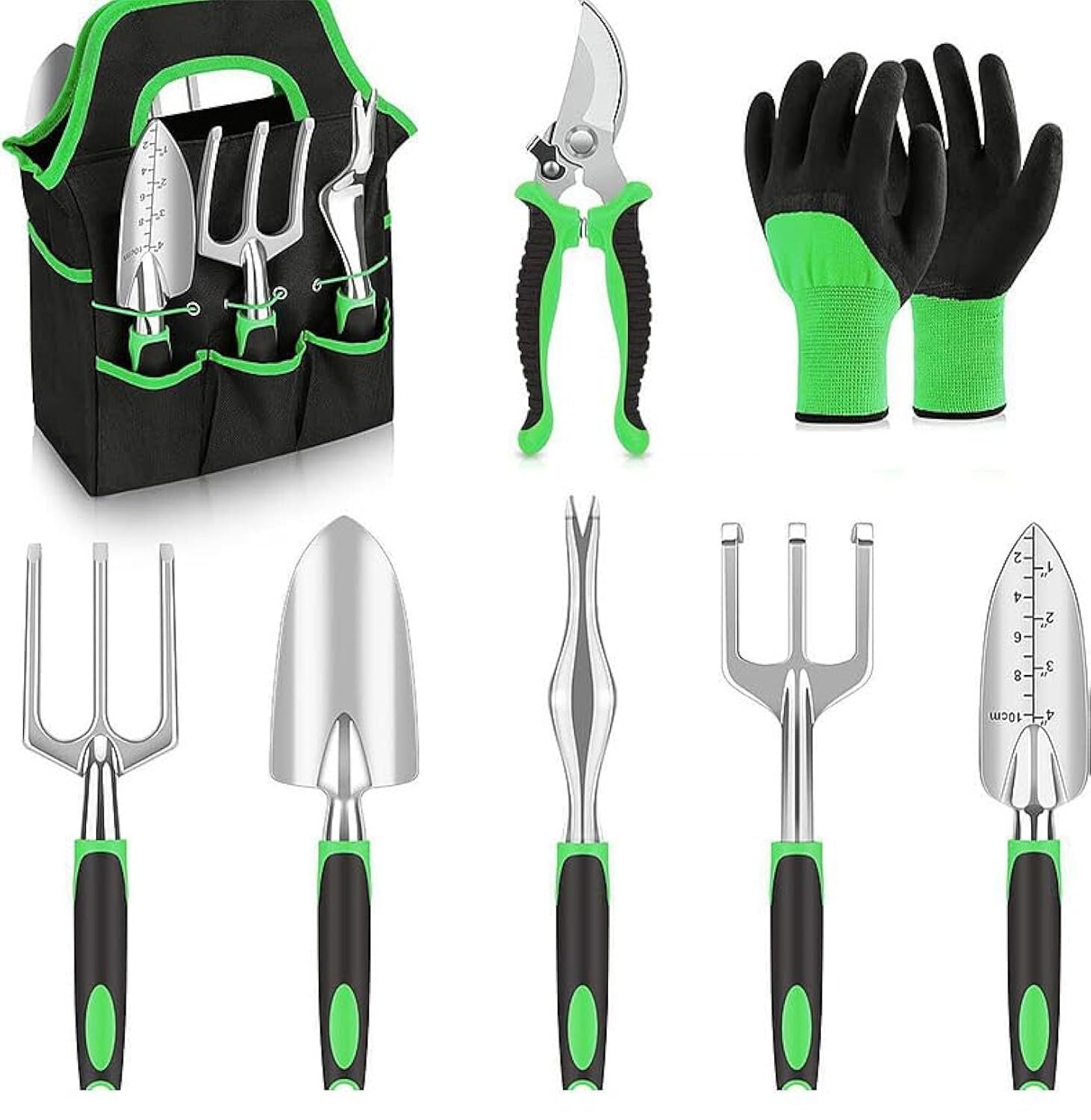 Hyvora Garden Tool Set with Non Slip Rubber Grip8 Piece Aluminium Gardening T...