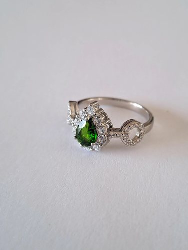 Anillo diopsido cromado plata 925 / oro blanco talla 57 - Imagen 8 de 11