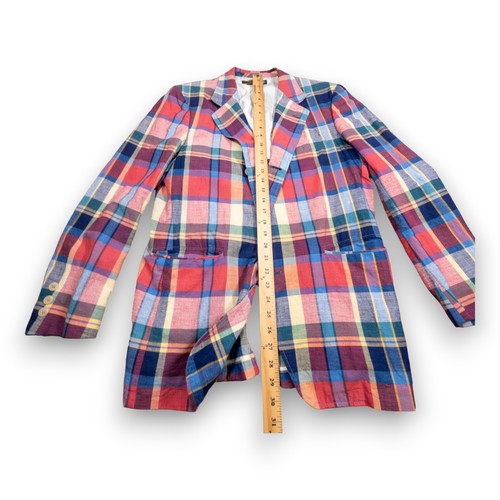 Brooks Brothers Linen Blazer Jacket Men's 41 Multi Plaid Single-Breasted - Picture 7 of 10