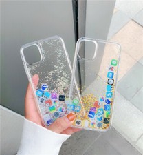 Bling Glitter IOS APP Icon Liquid Quicksand Phone Case Cover for iPhone 7 14 Pro