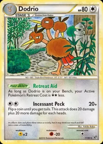 Pokemon Card HeartGold SoulSilver Undaunted 11/90 Dodrio LP