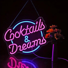 Cocktails & Dreams Cocktails Beer LED Neon Light Sign for Bar Pub Club Nightclub