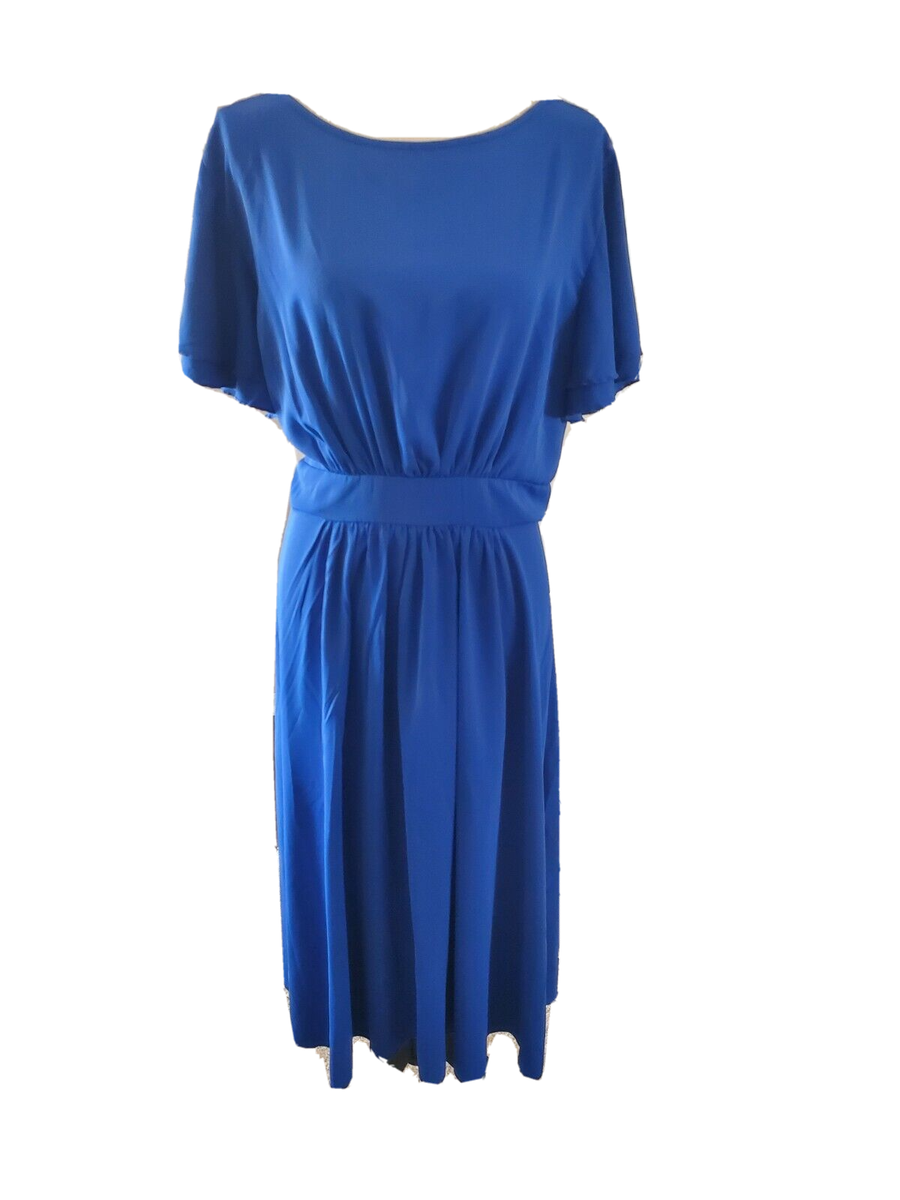 Shein Curvy Royal Blue Flutter Sleeve Silky Polyester Midi Dress Sz 1XL or  14 | eBay