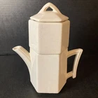 Vintage McCoy Potter Tea Pot with Infuser Ceramic Hexagonal, Coffee, Made in USA