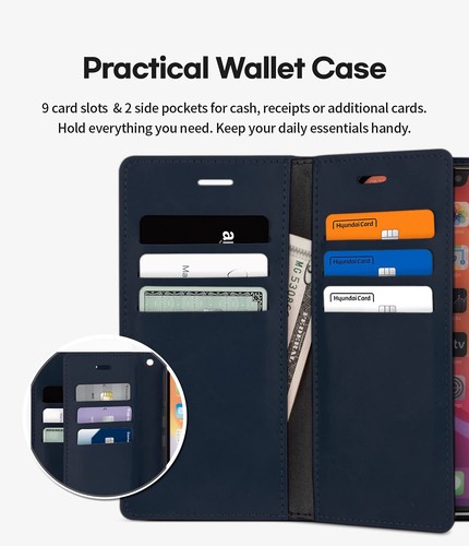 For iPhone 16 e 15 14 13 12 11 Pro Plus Max Case Flip Leather Wallet Card Cover - Picture 20 of 32