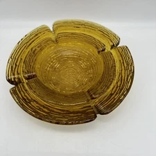 2 Vtg MCM Anchor Hocking Soreno Amber Colored Glass Ashtray 6 1/4"Med, 8 3/4" LG