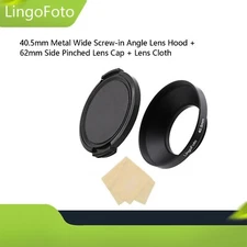 40.5mm Metal Wide Angle Lens Hood + 62mm Side Pinched Lens Cap + Lens Cloth