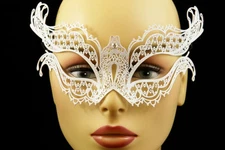 White Laser Cut Metal Butterfly Venetian Masquerade Porm Wedding Ball Party Mask