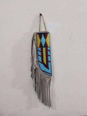 #ad Indian Beaded Knife Cover Native American Sioux Handmade Hide Knife Sheath $48.90