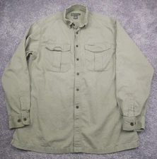 Simms Fishing Shirt Mens Large Beige Long Sleeve Soft Corduroy Like Fabric