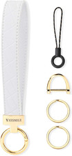 Leather Wristlet Keychain, Car Wrist Key Chain Bracelet with 2 Key Rings  D Rin