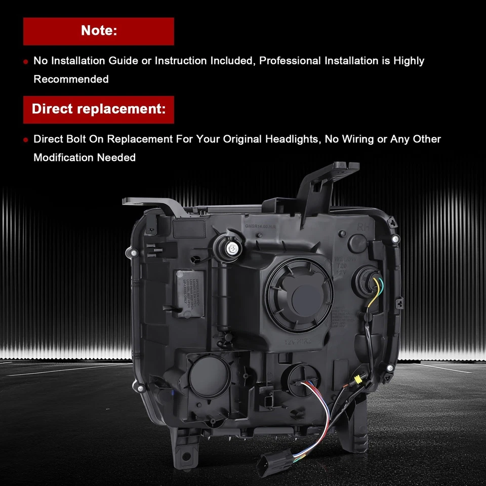 2 piezas/par para GMC Sierra 2500 HD Denali 2017-2019 faros cupé 6,6 L Foto 4 de 4