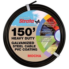150 Feet Clothesline Outdoor Heavy Duty Galvanized Wire Steel Cable, Mocha PV...