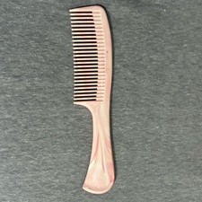 Vintage Ace Rake Comb 6" Pocket Comb Pink White Marble Swirl
