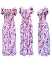 Women's Paisley Print Ethnic Lightweight Smocked Summer Sundress Long Dress