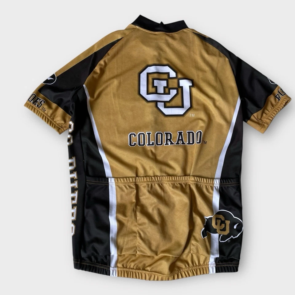 Camiseta deportiva de ciclismo Hincapie CU Boulder para hombre XL dorada negra Universidad de Colorado Foto 2 de 4