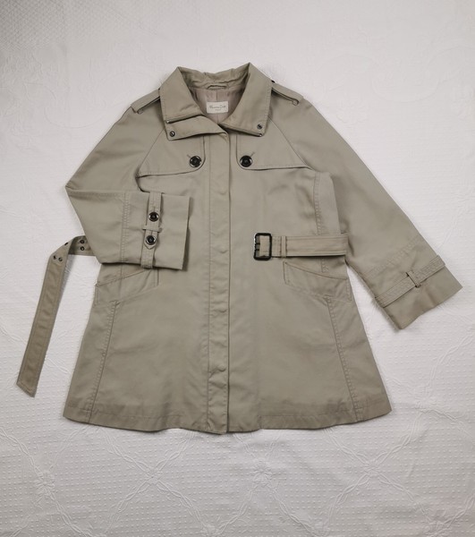 Massimo Dutti Trench Coat Khaki Belted Classic Timeless Elegant Women 2000s