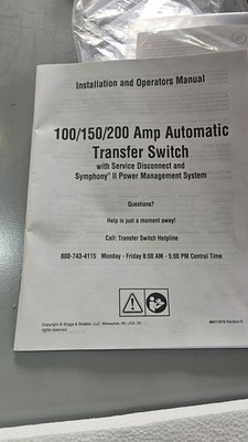 Briggs & Stratton Symphony II Automatic Transfer Switch 100/150/200A 80011072