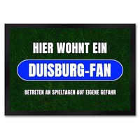 Hier Wohnt Ein Duisburg-Fan FußMatte In 35X50 Cm Mit Rasenmotiv