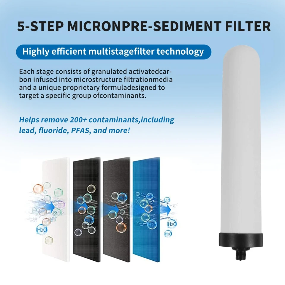 10'' Ceramic Candle Water for Kitchen 4-Stage Countertop Filter,Washable 10 i... - Image 4 of 4