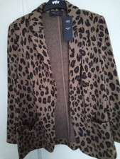 Marks And Spencer Bnwt Leopard Print Jacket Size 12  Edge To Edge 2 Pockets
